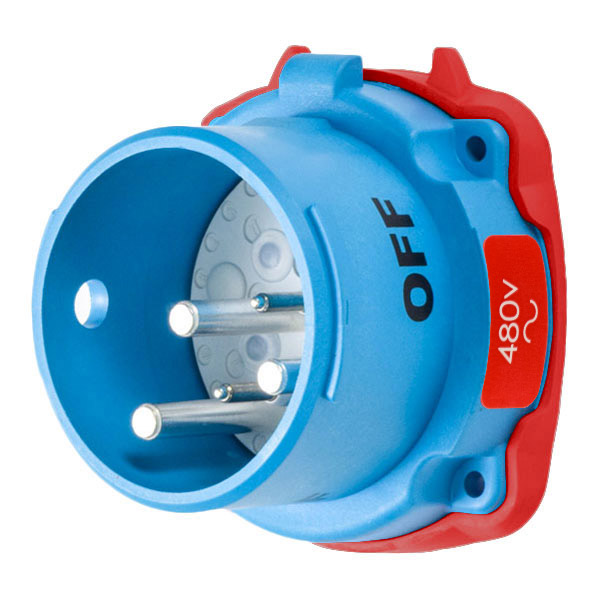 33-38042-972 - DS30 INLET POLY BLUE SIZE 3 TYPE 3R 3P+G 30A 480 VAC 60 Hz +2 AUX